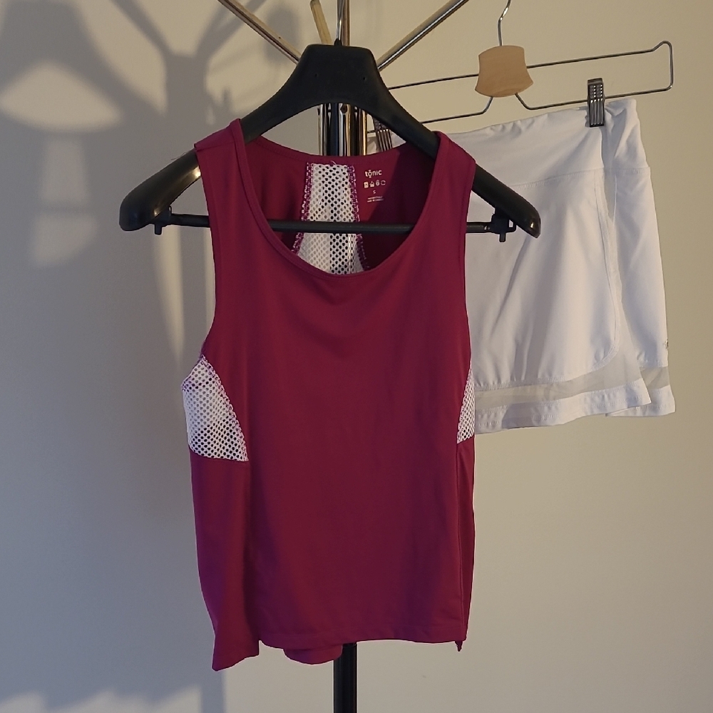 Tonic Magenta Tank Top and coordinating white skort